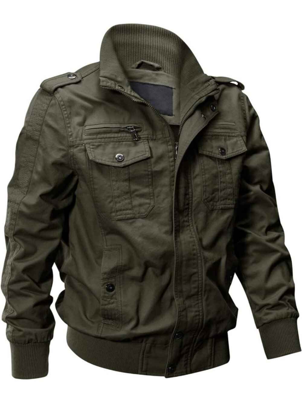 Men's Military Flight Jacket - Cotton, Multi-Pocket Workwear, Casual Outerwear